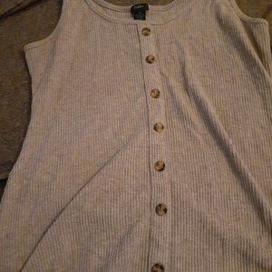 Grey faux button tank (plus)